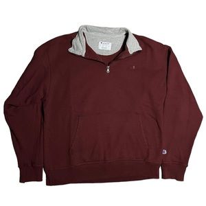 Champion Maroon Pullover Quarter Zip Sweater